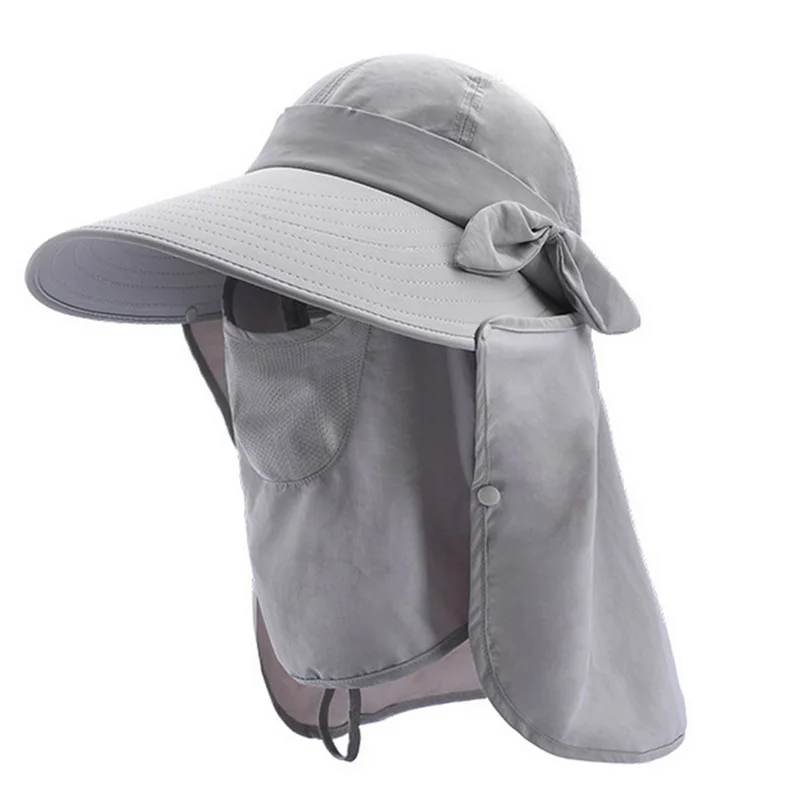 Модные женские солнечные шапки складные шляпы летние пляжные новые регулируемые солнечные кепки с широкими полями со съемным козырьком - Цвет: Light gray