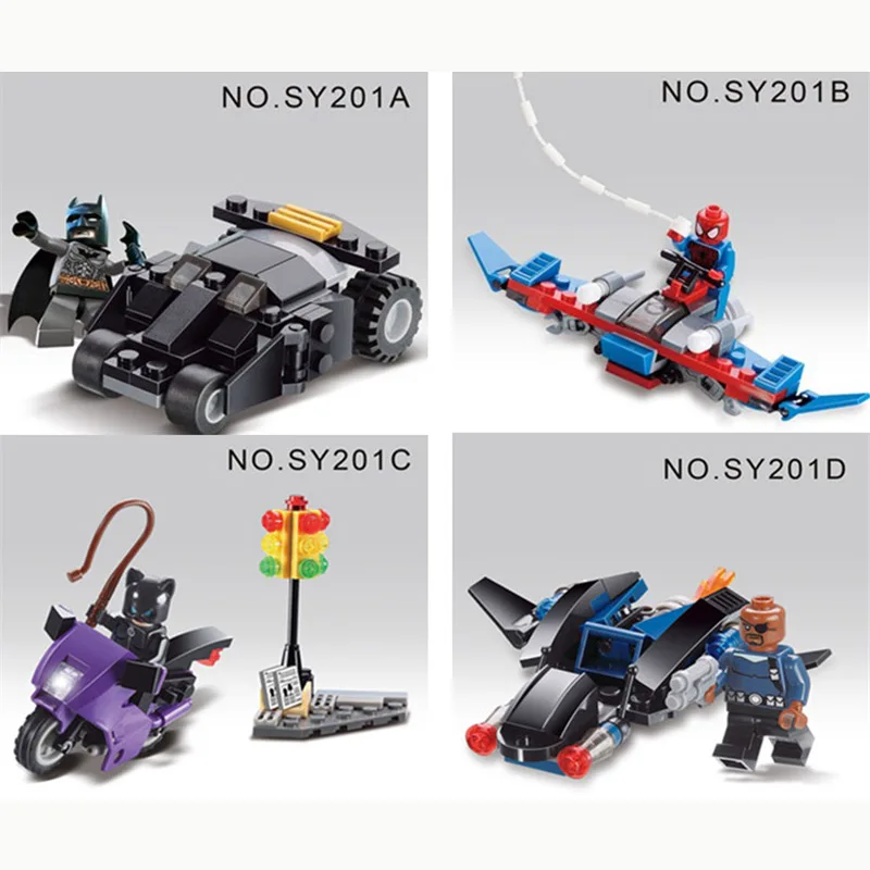 

New Compatible LegoINGlys Super Heroes Spiderman Aegis agents Batman Catwoman Bulding Blocks Bricks Toys For Children Gift