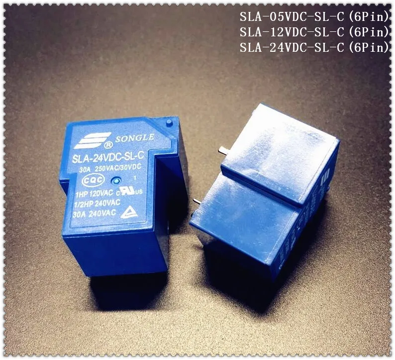 

2pcs/Lot SONGLE Power Relay SLA-05VDC-SL-C / SLA-12VDC-SL-C / SLA-24VDC-SL-C 6Pin 5V 12V 24V 30A T90