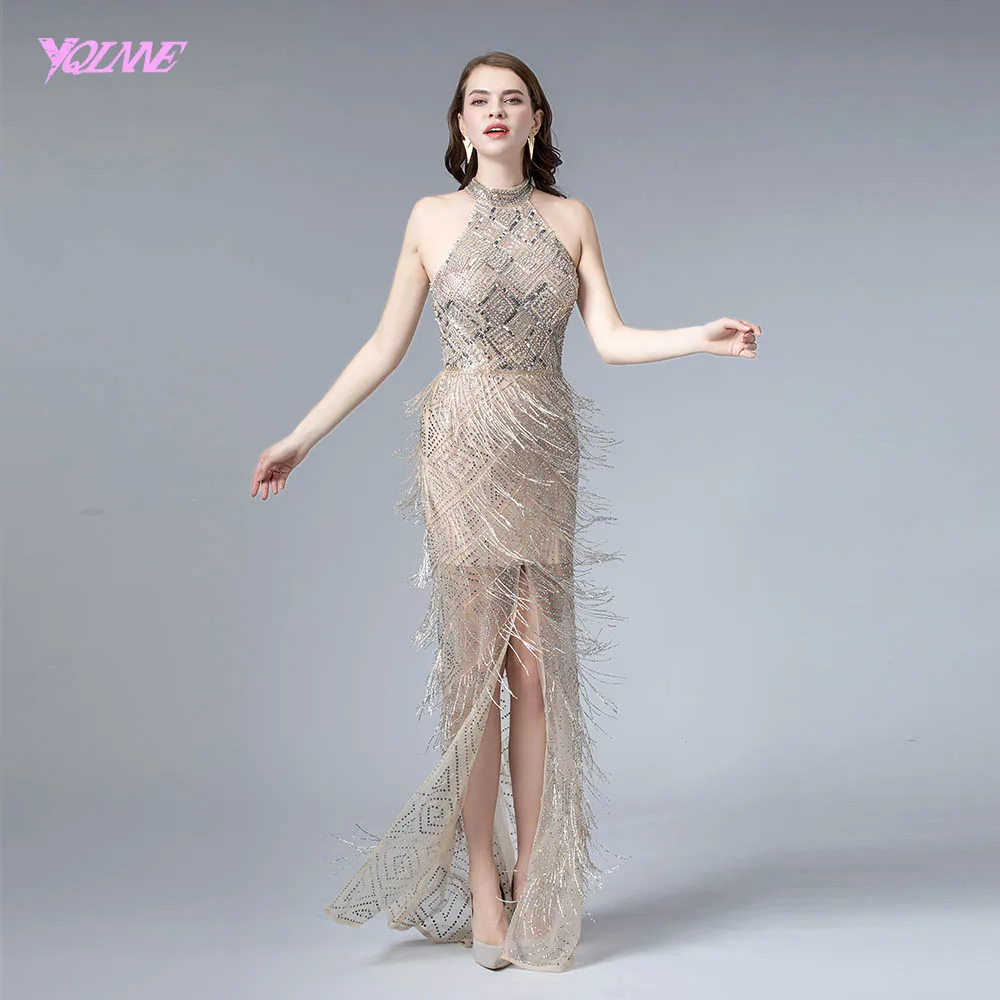 Sexy Nude Slit Evening Dress 2019 