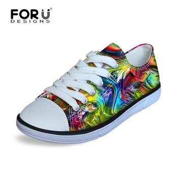 

FORUDESIGNS Rainbow Color Printing Lightweight Flat Shoes Outdoor Sport Running Sneakers for Boys Kids Size 29-34