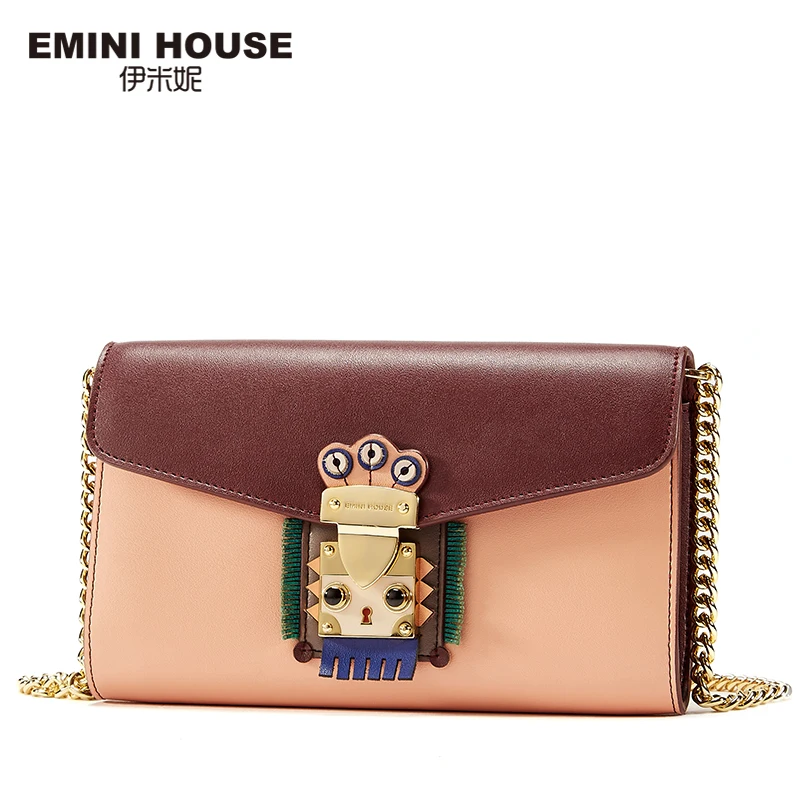 EMINI HOUSE Indian Style Women Messager Bag Original Chain Bag Split font b Leather b font