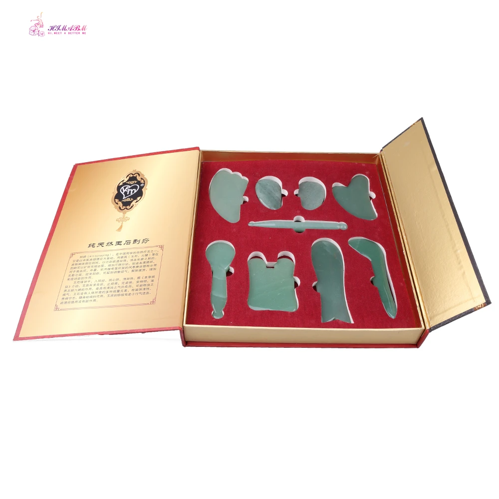 Various shape function green aventurine or rose quartz guasha tool set with retail box Various shape function green aventurine or rose quartz guasha tool set with retail box