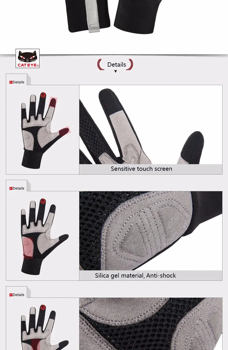 CATEYE перчатки для катания на лыжах с сенсорным экраном Гелевые перчатки для сноубординга на весь палец перчатки для велоспорта спортивные теплые толстые противоударные велосипедные перчатки