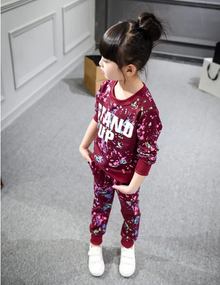 2018  Kids Children Autumn Girls Boys Long Sleeve T-shirts Colorful Dot Print Tops Pants Baby Sport Clothing Sets 3-8Y Clothes
