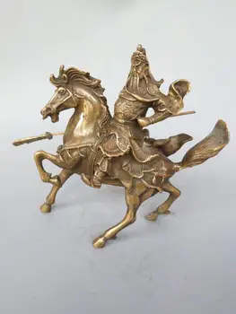 

Chinese brass riding "Guan Gong" statue