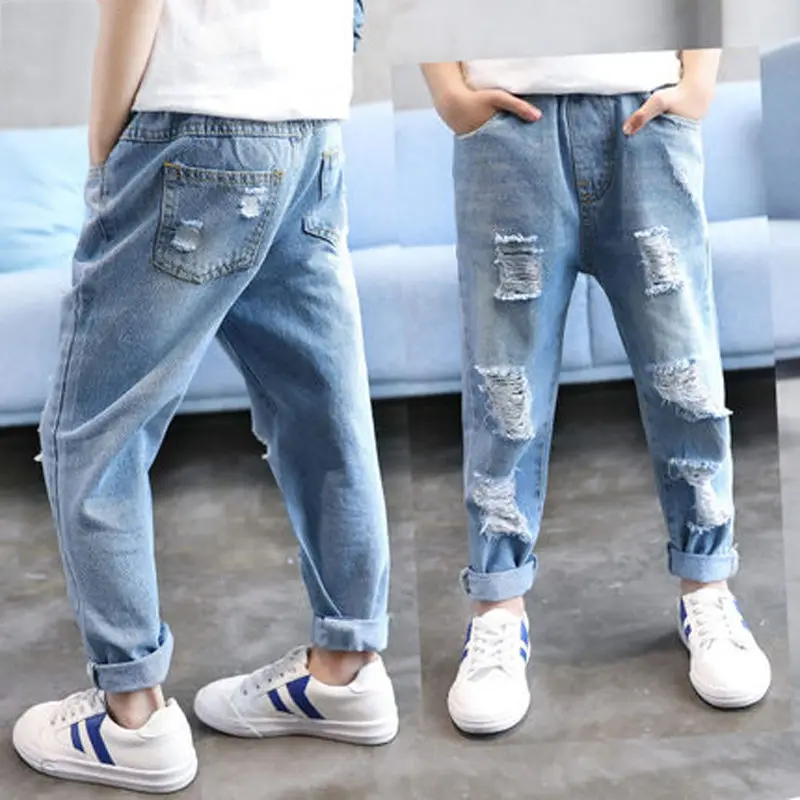 Anos de Idade Calças para Meninos do Bebê Calças de Brim Venda Quente Meninos Jeans Lavado Buraco Coreano Verão Crianças Lazer Roupas Adolescente 4-13 3 Venda quente meninos jeans 4-13 anos de