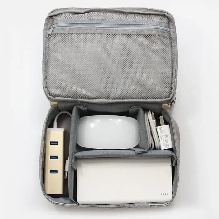 Электронные аксессуары кабель для передачи данных Органайзер сумка двухслойные путешествия USB зарядное устройство чехол для хранения B2Cshop