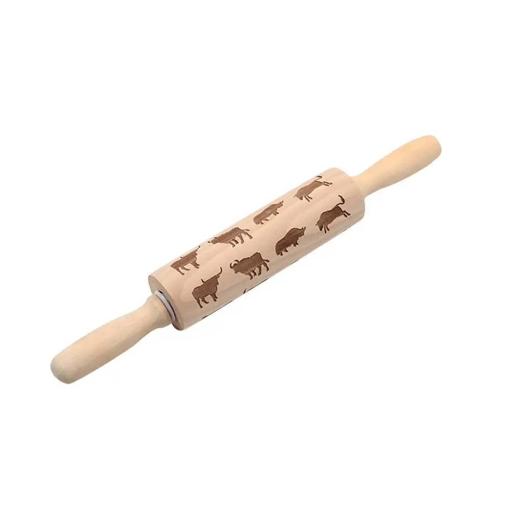 

New Wooden Rolling Pin Embossing Baking Cookies Noodle Biscuit Fondant Cake Dough Patterned Roller Baking Tools Accessories