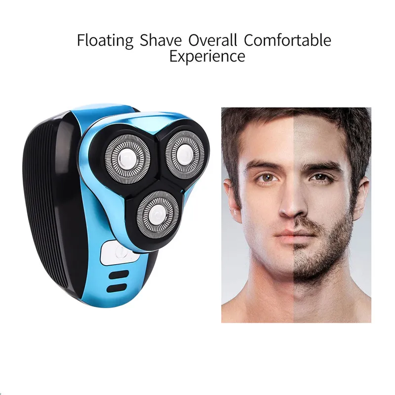 

USB Wireless Charging 3 Blades Electric Shaver Full Body Washable Shaving Trimer Machine Electric Beard Mustache Razor For Men