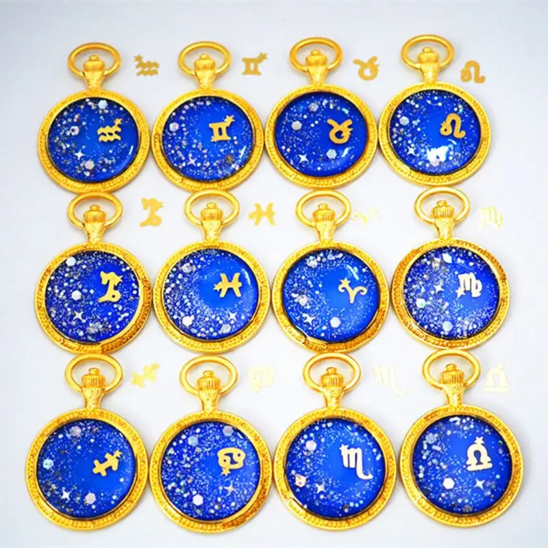 

10Pcs 12 Constellation UV Resin Frame Fillings Open Bezel Fillers Jewelry Making