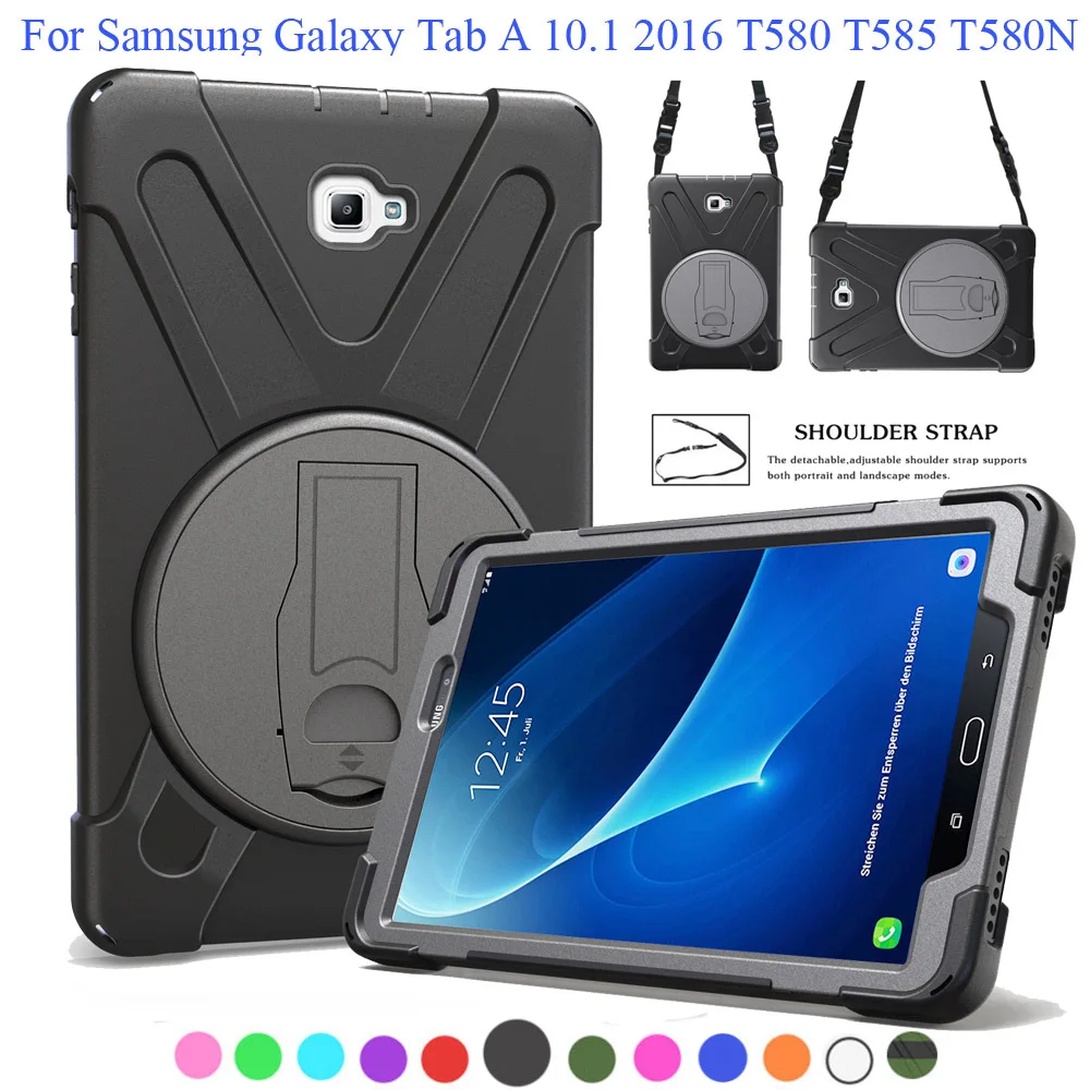 Чехол для samsung Galaxy Tab A 10,1 T580 T585 SM-T580 SM-T585, безопасный противоударный сверхмощный вращающийся подставка+ плечевой ремень