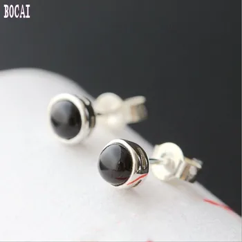 

925 sterling silver jewelry 2019 silver earrings hand-set natural stone fashion earrings Thai silver women's earrings