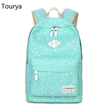 Tourya Backpack Women Canvas Floral Printing Backpacks School Bags Bookbag for Teenagers Girls Laptop Rucksack Travel Daypack