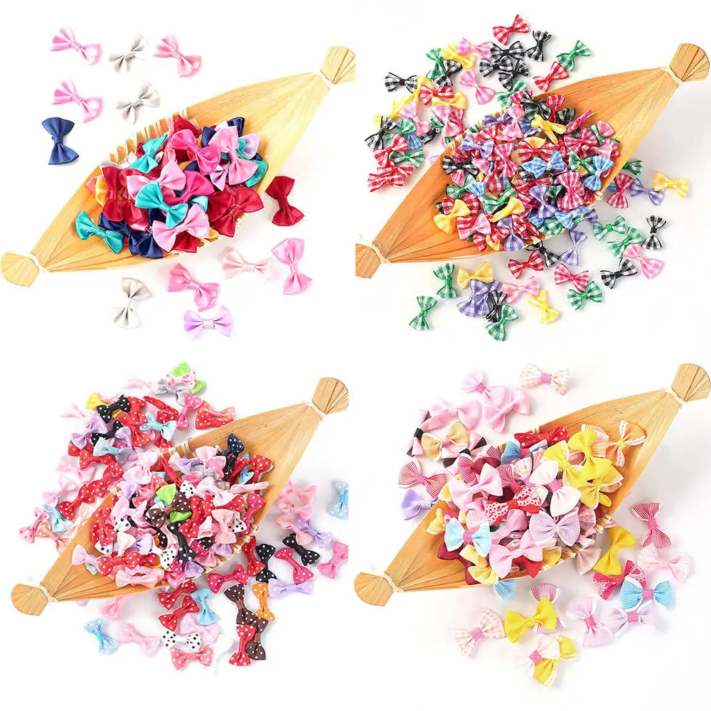 

50Pcs Mix Color Grosgrain Ribbon Bow-knot DIY Handmade Gift Bow Girl Hairpin Clothes Decoration Accessories Sewing Supplies