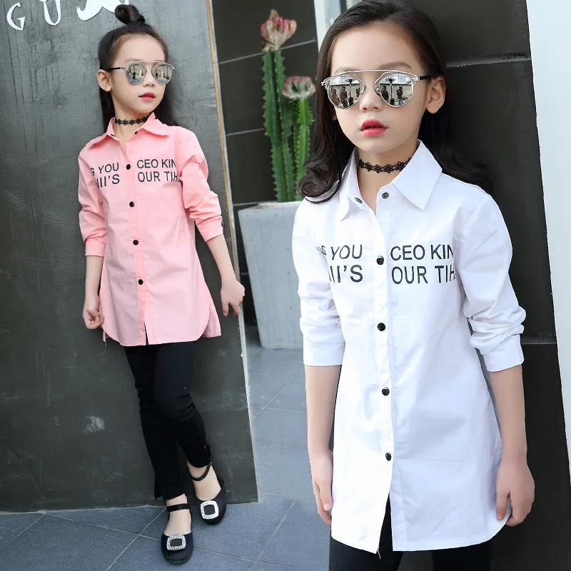 

Long Sleeved Girls Blouses Spring 2018 Children Cartoon Rabit Shirts Cotton Long Style Pink Shirt Kids Tops for Girls 11 Years