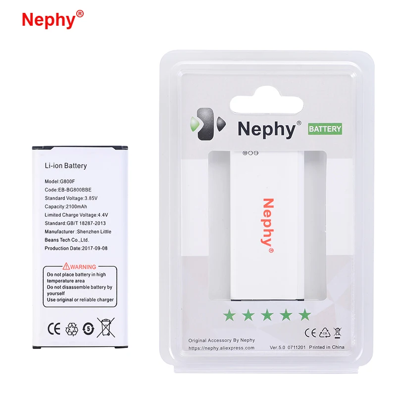 

2018 Nephy Original EB-BG800BBE EB-BG800CBE Battery For Samsung GALAXY S5 mini S5MINI G800 G800F G800H Mobile Phone accumulator