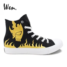 Вэнь Bleach Soul Mask Аниме Дизайн Ручная роспись обувь женские черные парусиновые кроссовки мужские повседневные плимсоллы эспадрильи плоская шнуровка