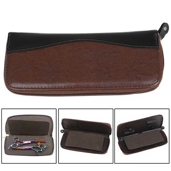 

1X Leather Shears Storage Box Hairdressing Scissor Case Zipper Pouch Bag