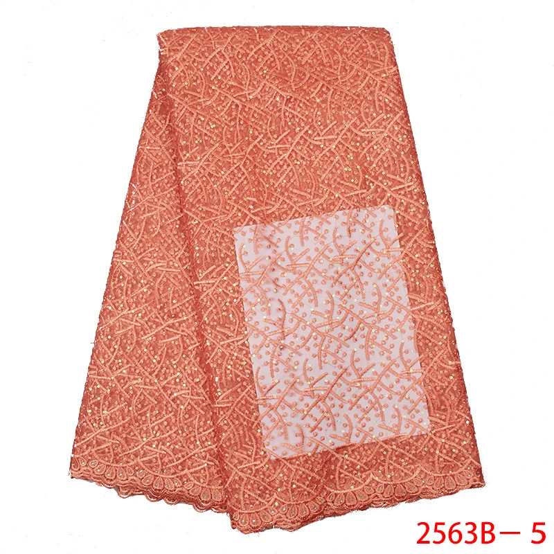 

High Quality Nigerian Lace Fabric with Sequins Top Selling French Mesh Lace Fabric Sequins Lace Fabrics for Wedding APW2563B