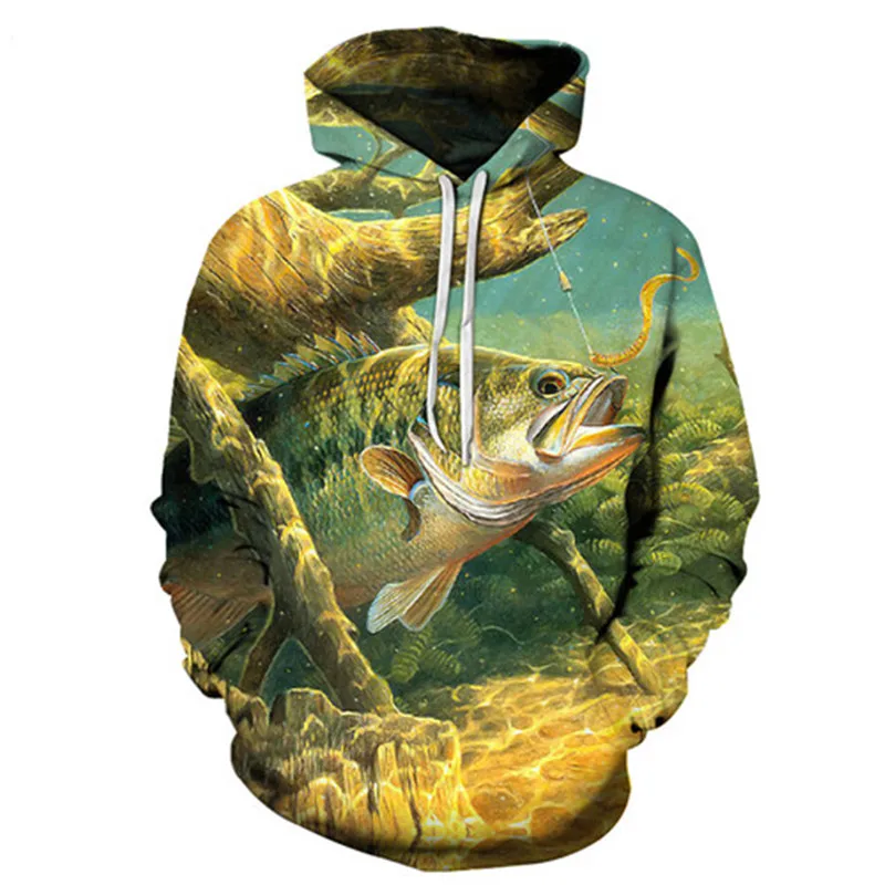 EspTmall Printed Hoodie 3D Hoodies Men Fish Sweatshirts Tracksuit Streetwear Jacket Animal Pullover Funny Coat Picture Color XXL