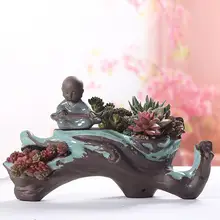Young monk who plays the zither Originality ceramics Succulent plants Flowerpot