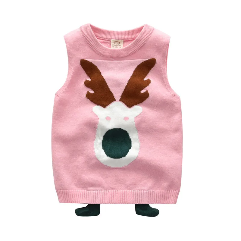 

New Fashion Children Christmas Sweater Vest, Kids Cotton Clothing Girl Outwear Winter Jackets 4-8y Boys Cartoon Animal Vest Coat