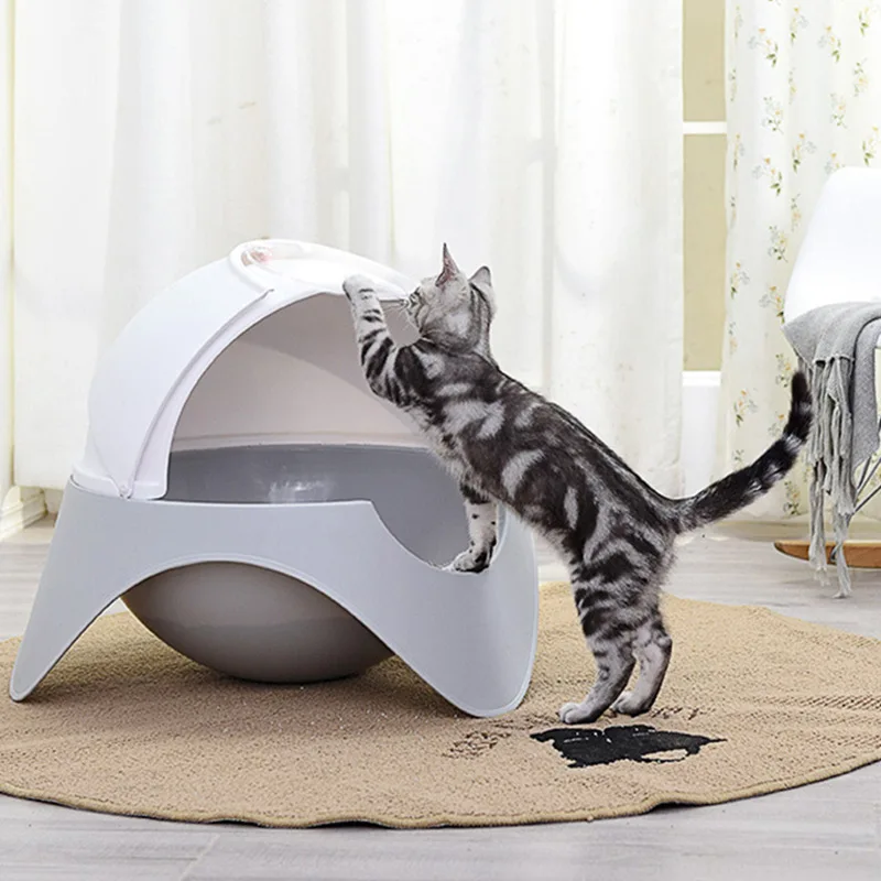 

Capsule litter box fully enclosed cat toilet extra large cat supplies cat squat pots against splashing cat sand basin c26