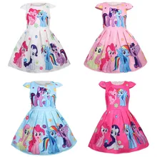 Новинка; Летние радужные платья принцессы для маленьких девочек «Мой маленький пони»; платье на Хэллоуин, день рождения, вечеринку; Vestidos; одежда для детей