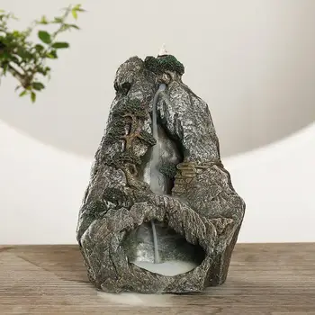 

Resin Artificial Mountain Smoke Waterfall Backflow Incense Burner Censer Holder Aromatherapy Furnace Home Office Crafts