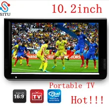 HD Портативный ТВ 10 дюймов цифровой и аналоговый Led телевизоров Поддержка TF карты USB аудио автомобиля телевидении DVB-T DVB-T2 AC3