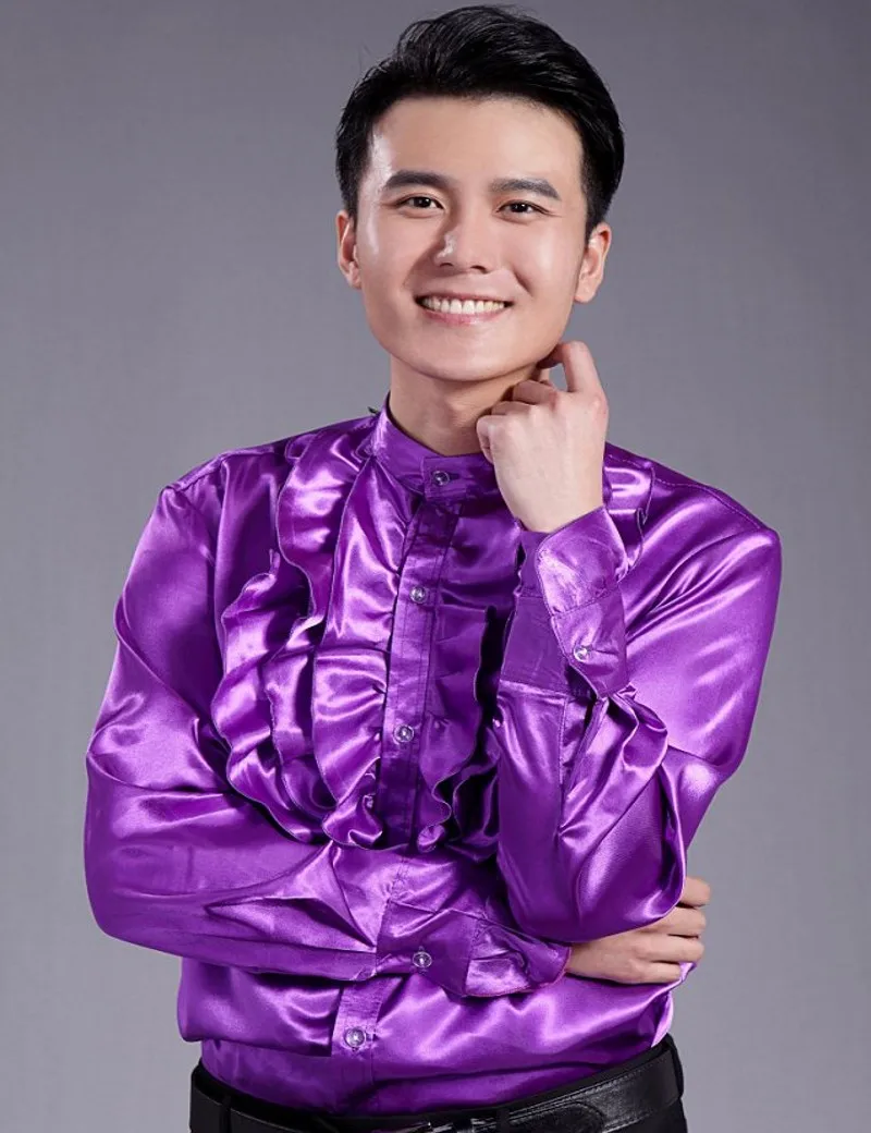 Pleats Shirt Custom Made Any Colors Elastic Silk like Satin Men Wedding