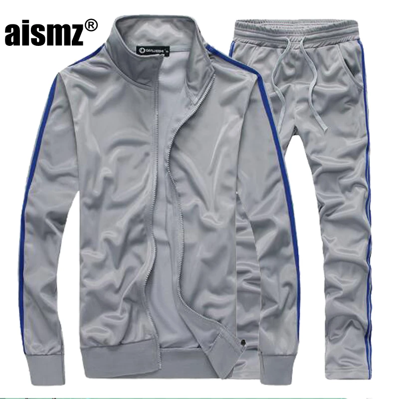 Aismz Для мужчин s спортивные костюмы Весна Осень Спортивная Для мужчин сплошной цвет спортивные костюмы Новый бренд Белый спортивный