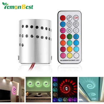 

Modern Interior Christmas Decoration Wall Lamp Aluminum Hollow Cylinder RGB 3W LED Wall Light With Remote Control AC 85-265V