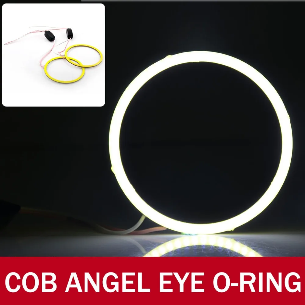 2X LED COB Angel Eye Halo Ring O ring Car Light Super Bright 60mm 70mm