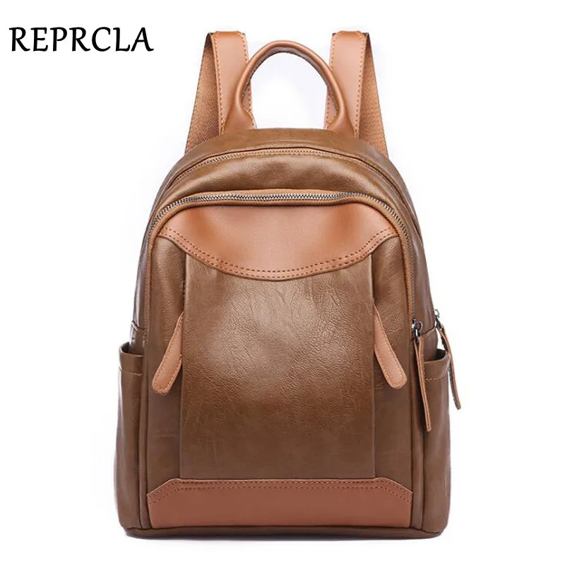 

REPRCLA 2018 Fashion Women Backpack High Quality Soft Leather Travel Backpack Female Shoulder Bag PU Students School Bags