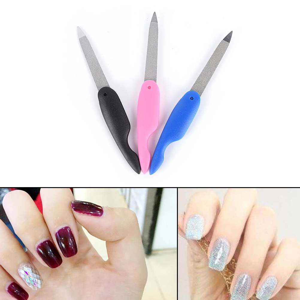 1PCS Professional Nail File Metalic Stainless Steel Fold Cuticle Tool Files Nail Art Tool Random