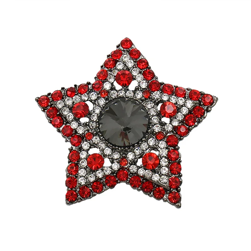 WEIMANJINGDIAN Высокое качество Кристалл Стразы Броши звезды булавки для женщин в синий/красный/серый разные цвета - Окраска металла: red