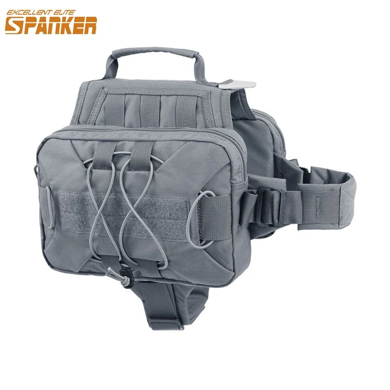 

EXCELLENT ELITE SPANKER Tactical Service Dog Harness Outdoor Training Molle Dog Backpack with 2 Capacious Side Pockets