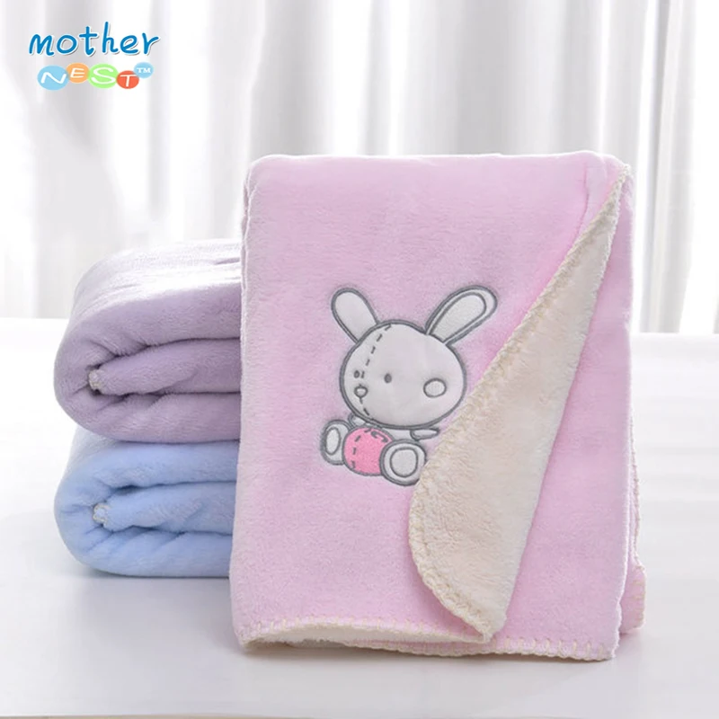 

Coral Fleece Blanket Cartoon Bear Double Layer Newborn Baby Boys Girls Wrap Pink/Blue/Purple 30''x40'' Super Soft Great Gift