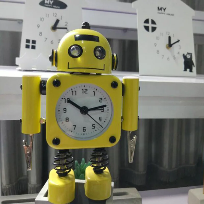 2018 New Creative Children Cartoon Robot Alarm Clocks for Student Personal Mute Metal Making Table Alarm Clocks Single-sided 2018 New Creative Children Cartoon Robot Alarm Clocks for Student Personal Mute Metal Making Table Alarm Clocks Single-sided