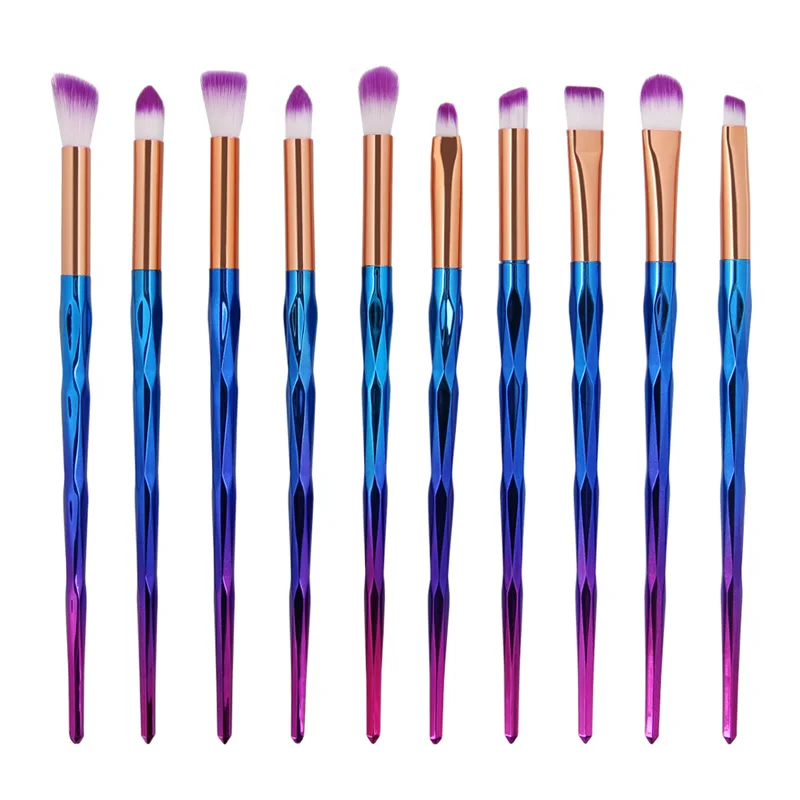 SinSo 4/10/20 шт профессиональный макияж кисти для макияжа набор кистей для макияжа инструменты пудра Румяна для губ кисточек для макияжа с ручкой в форме рога единорога комплект - Handle Color: 10pcs Purple