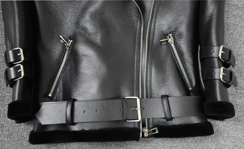 De Manteau Fourrure Chaud face Moyen Casual Mérinos Véritable En Double Réel Hiver Pu Cuir Veste Et Black Femmes Long Outwear Épais Manteaux RwyA44qH