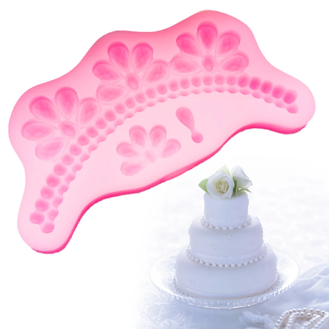

Baking Forms 1PC Cake Pan Pearl Diamond Necklace Shape Silicone Soap Mold Fondant Cake Decorating Tools Kitchen Chocolate Molds