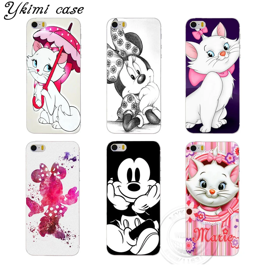 Мари AristoCats модные Микки и Минни Маус чехол для Apple Iphone 4 4s 5 5S SE 5C 6 6S 7 Plus Clear матовая телефон оболочки