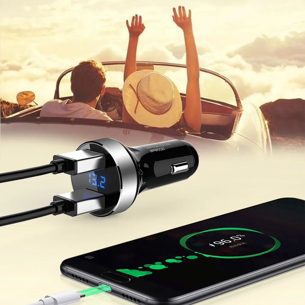 Автомобильное зарядное устройство с двумя USB портами быстрое 5 В умный