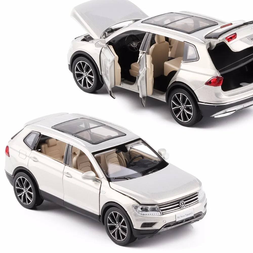 Goede Nieuwe 1 32 VW Volkswagen Tiguan L Diecast Metal SUV Legering auto Model Voor Kinderen Kerstcadeaus Collection Originele Doos Gratis verzending