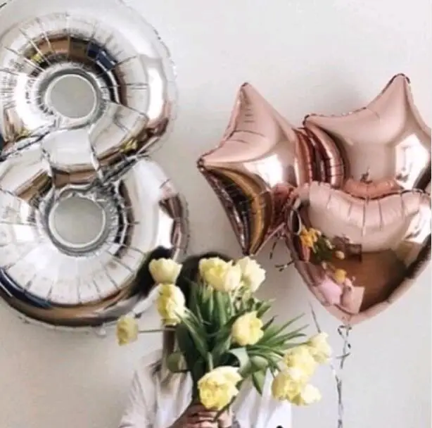 

4pcs/lot Big Size 32 inch sliver Number 8 Foil Balloons 18inch Rose Gold star ballon Boy 8th Birthday Party Decor Helium Globos