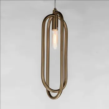 

Postmodern Art Loop Creative Concise Dining Room Pendant Lamp Gold Ring Cafe Restaurant Decoration Lights Free Shipping