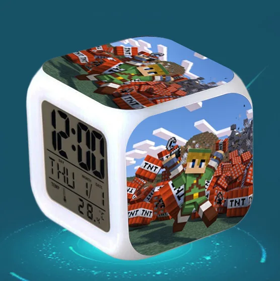 Cartoon Children Alarm Clock wake up light Digital Alarm Clock Kids Toys LED Clock Color Changing table reveil wekker - Цвет: 14